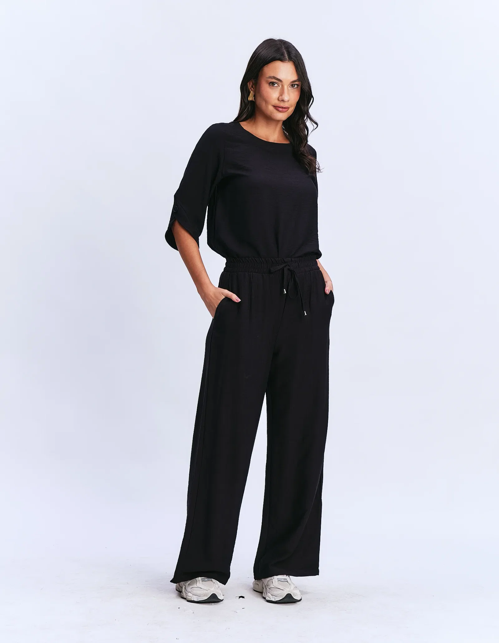 Calça Cós Amarração - Preto