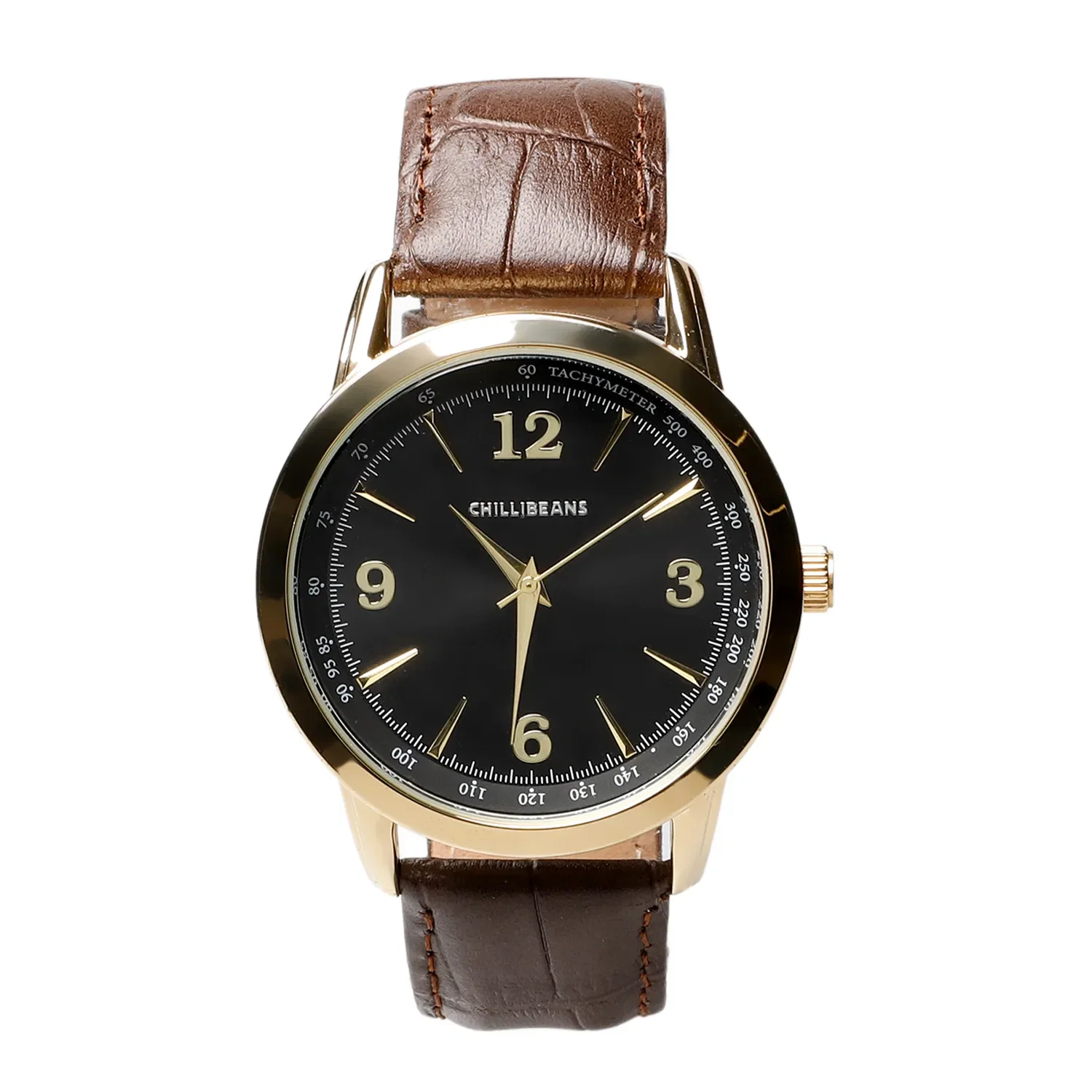 Relógio Automático Masculino Chilli Beans Couro Dourado Marrom