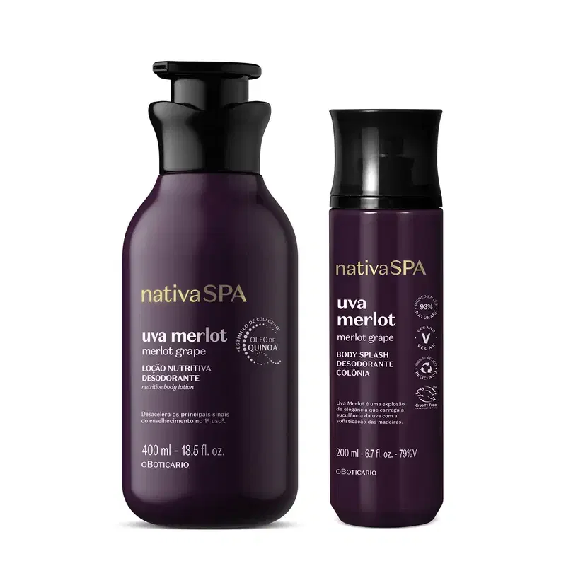 Combo Nativa SPA Uva Merlot: Loção Corporal 400ml + Body Splash 200ml