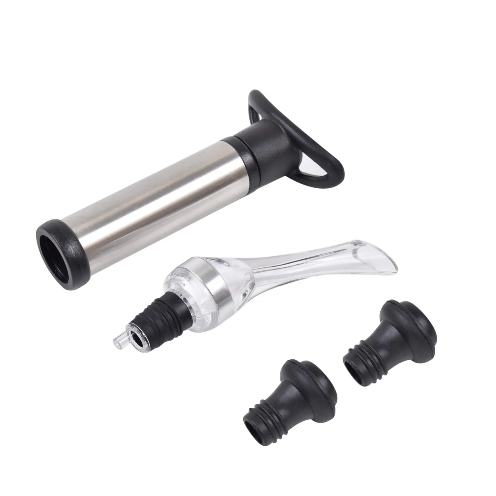 Kit Vinho com Bomba a Vácuo e Aerador Wine Collection em Aço Inox Kenya Preto
