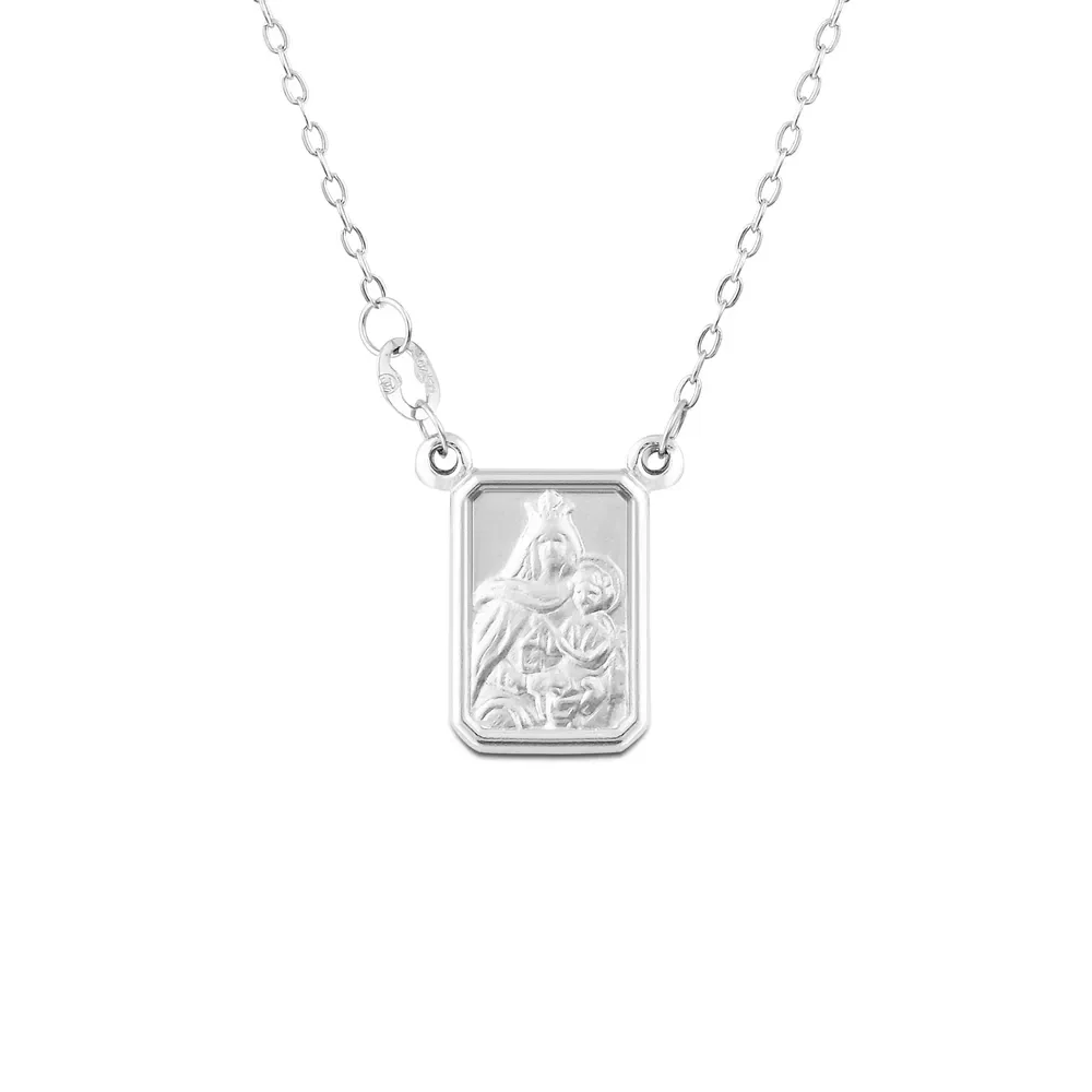 Escapulário Medalhas Jesus e N.Sra. Do Carmo em Ouro Branco 18k, 65cm — imagem 1