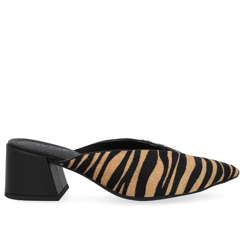 Mule Pelo Tigre Salto Bloco Couro