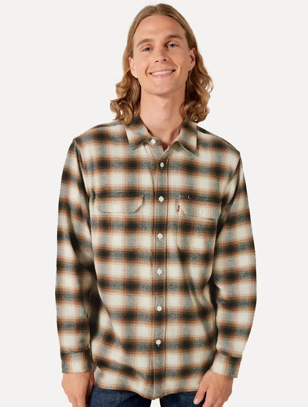 Camisa Levis Masculina Jackson Worker Xadrez Marrom