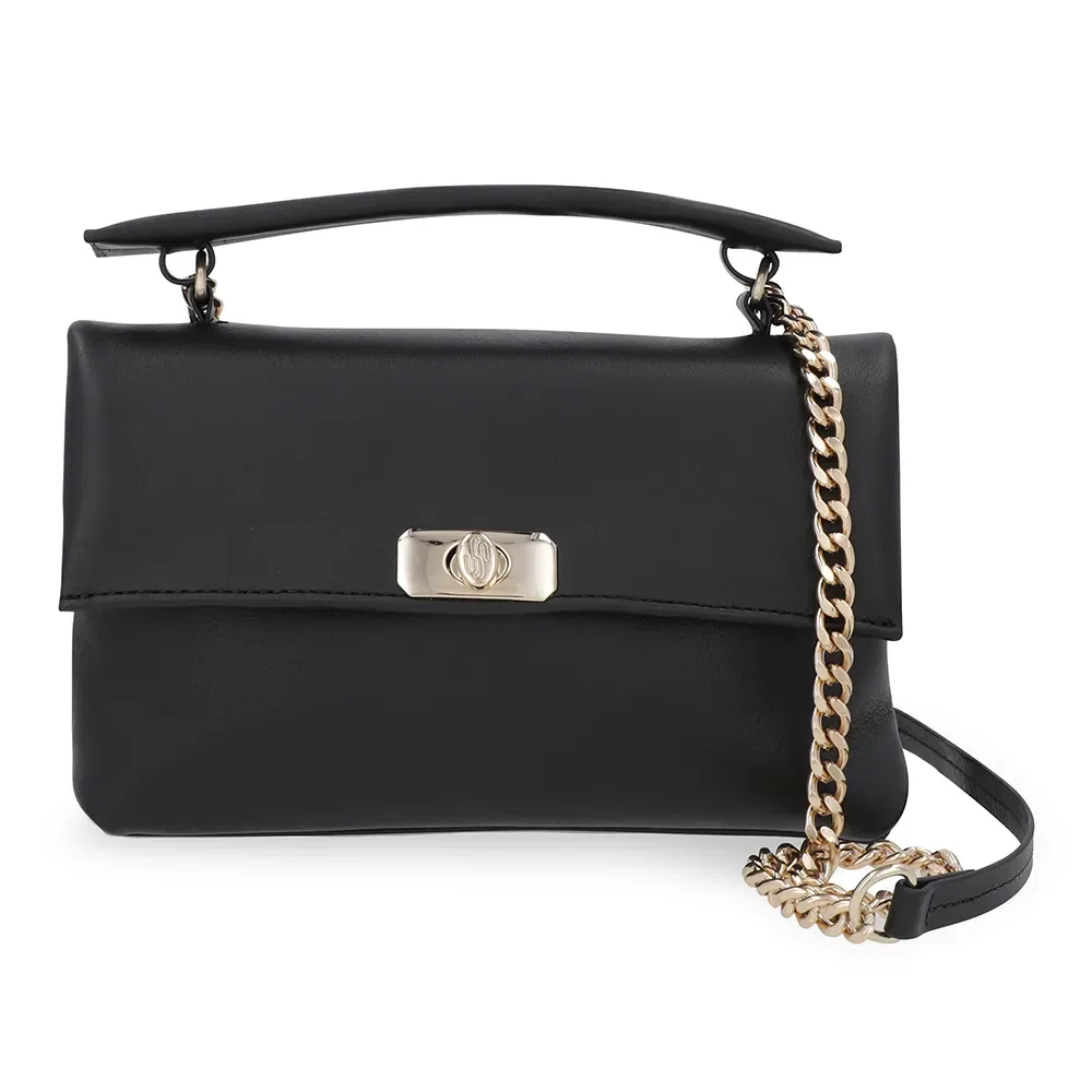 Bolsa Tote Couro Preta Torniquete — imagem 1