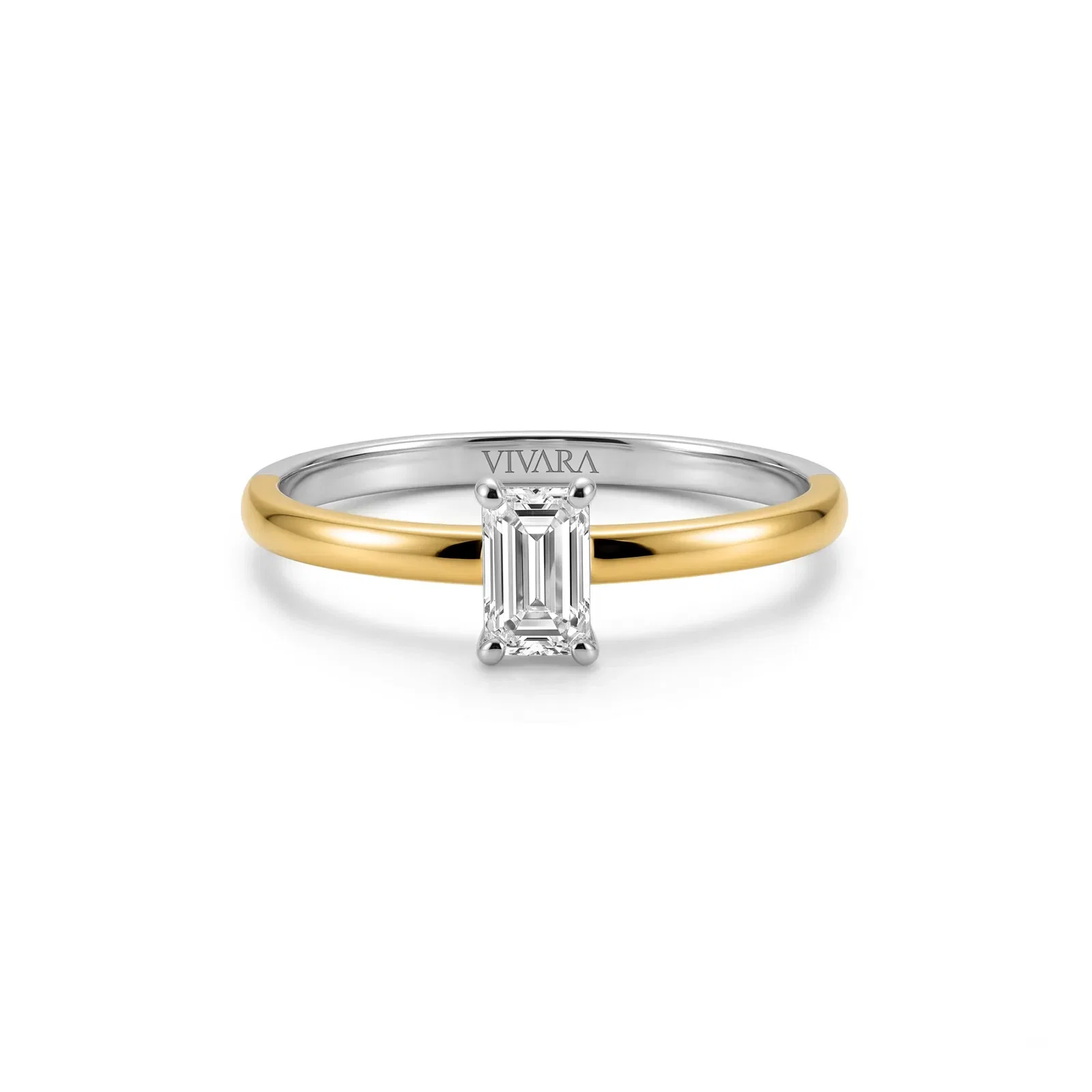 Anel Solitário Lume Baguete em Prata 925 e Ouro Amarelo 18k com Diamante de Laboratório 0,32 ct — imagem 1