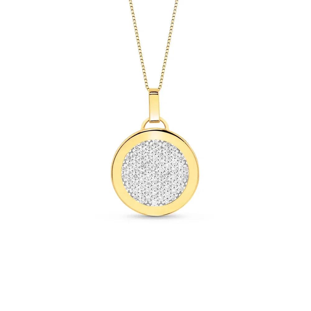Pingente V Love em Ouro Amarelo 18k com Diamantes, 24mm