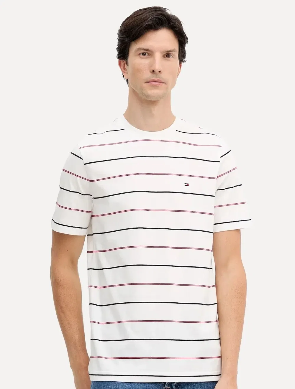 Camiseta Tommy Hilfiger Masculina Seasonal Stripe Branca