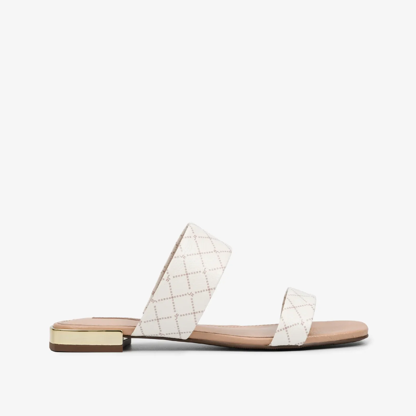 Sandália Flat Nude Off White Monograma Jb Couro