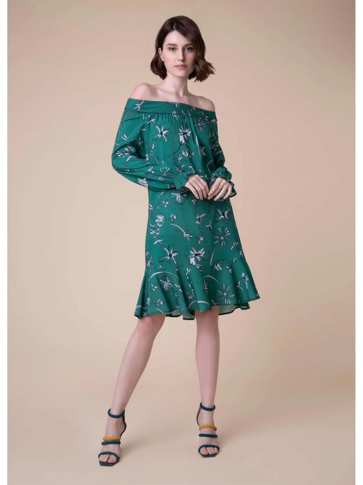 Vestido Curto Ombro a Ombro Flower Estampado — imagem 1