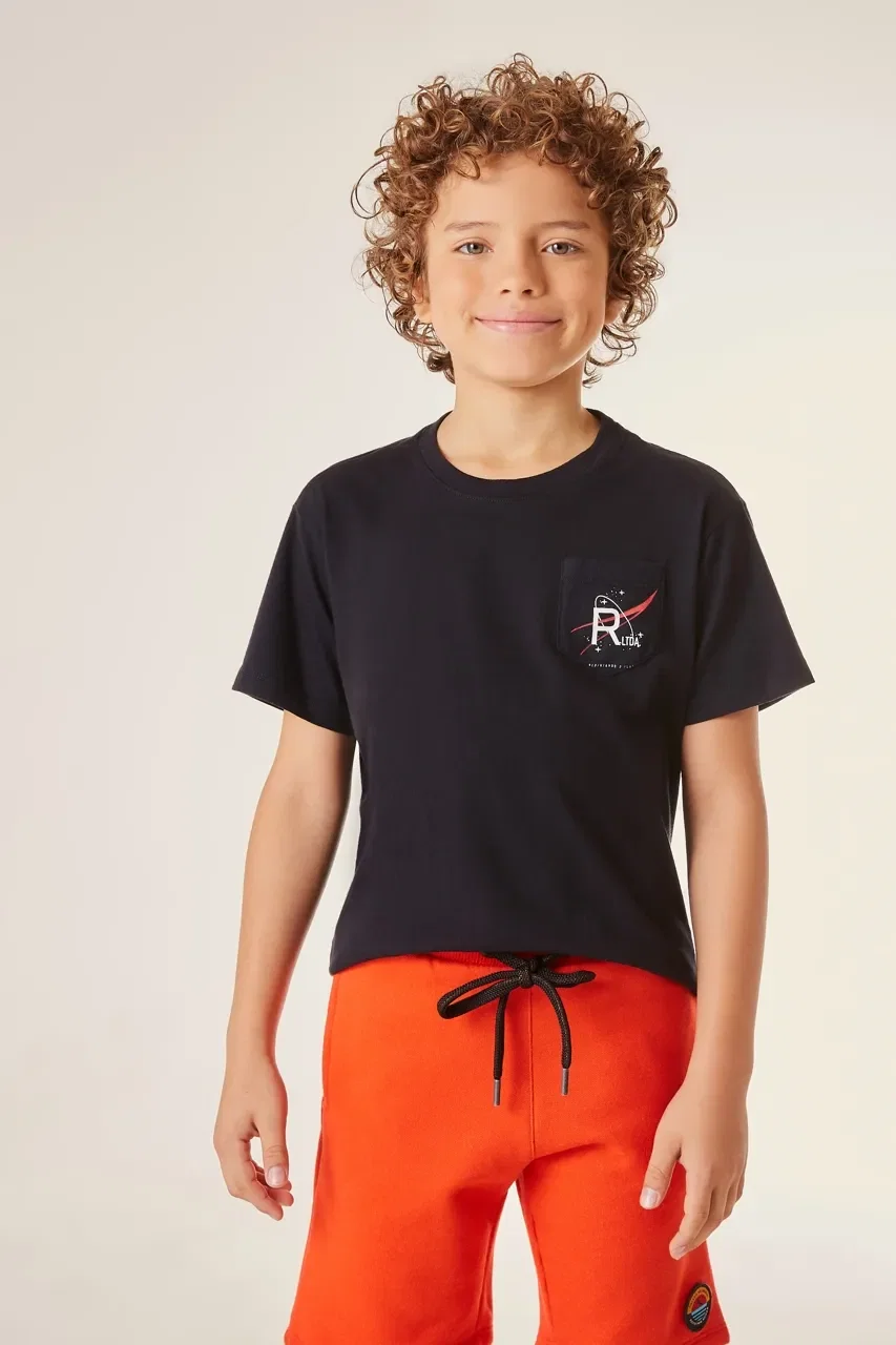 Camiseta Estampada Mini Espacial Bolso