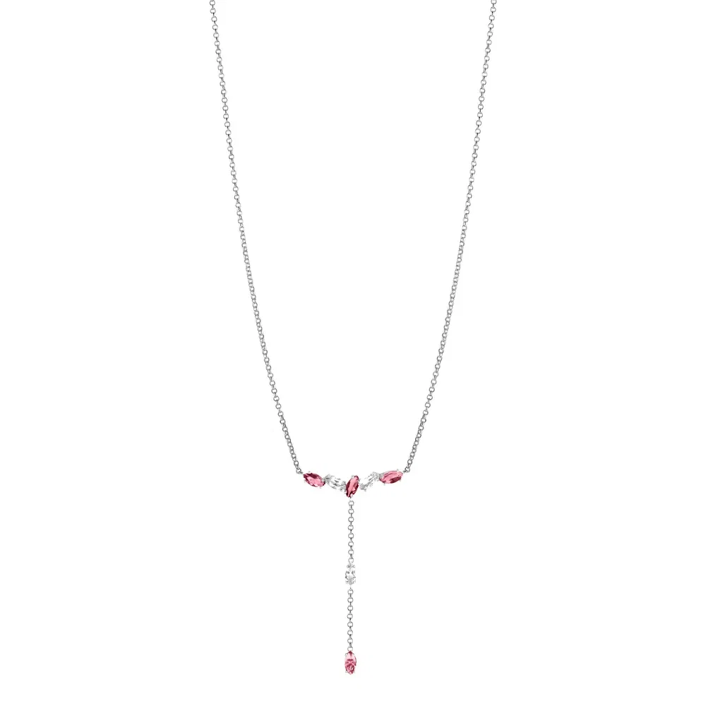 Colar Life Brisa em Prata 925 com Pedras Vermelhas e Incolores, 50cm — imagem 1