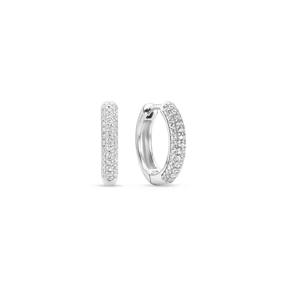 Argola Life Essential em Prata 925 com Pedras Incolor, 12mm — imagem 1