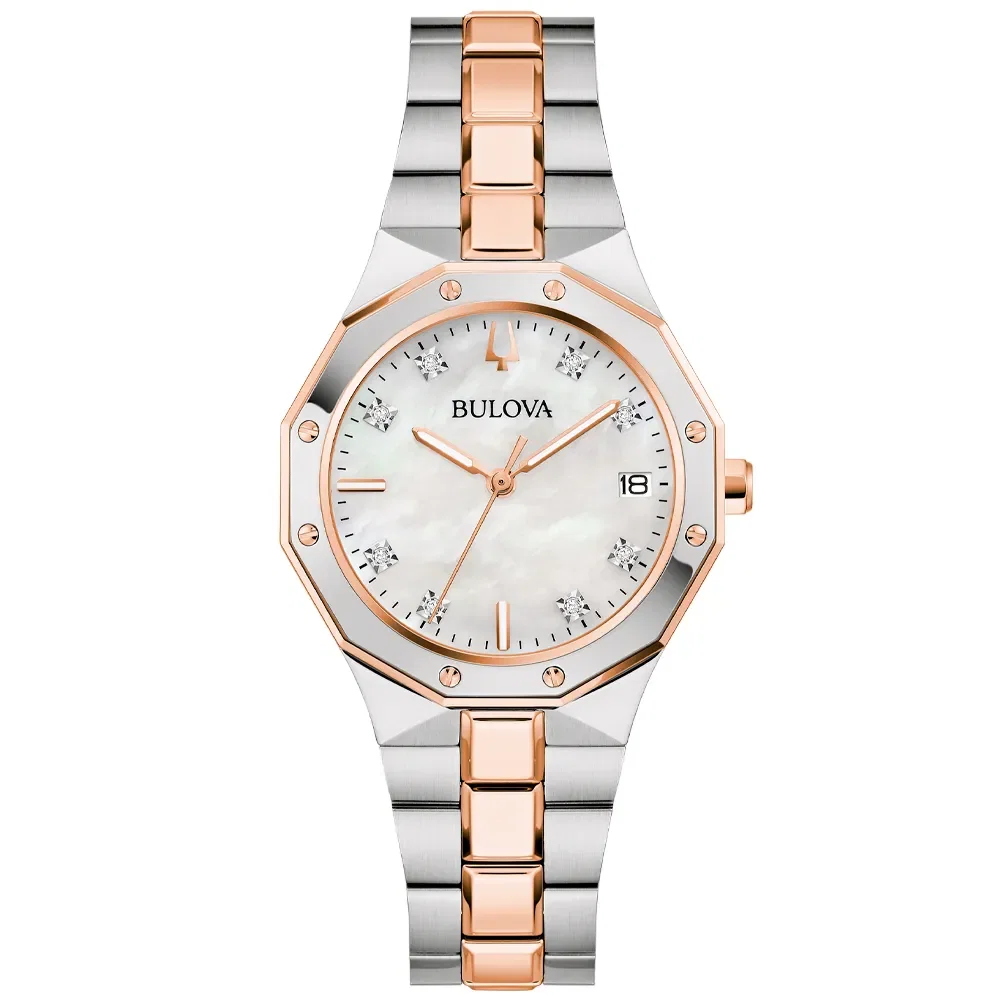 Relógio Bulova Prestige Feminino em Aço Prateado e Rosé 98P235