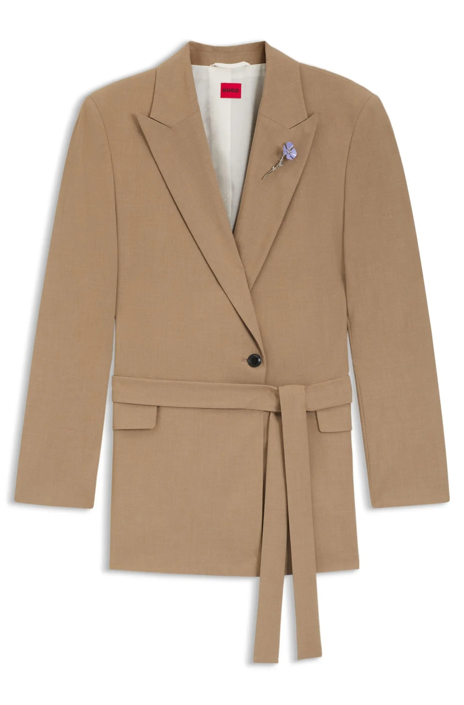 Blazer De Ajuste Regular Em Tecido Elástico