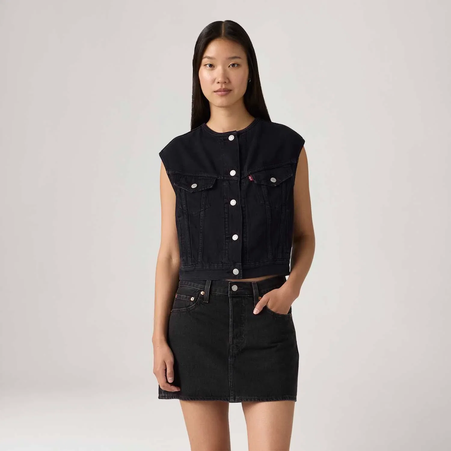 Colete Jeans Levi's® Shrunken 90's Preto — imagem 1
