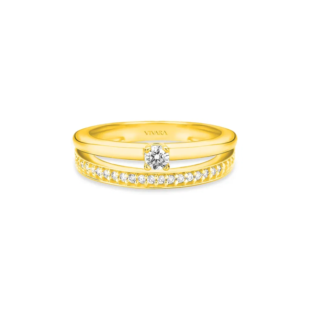 Anel Solitário Forever em Ouro Amarelo 18k com 0,20ct de Diamante — imagem 1