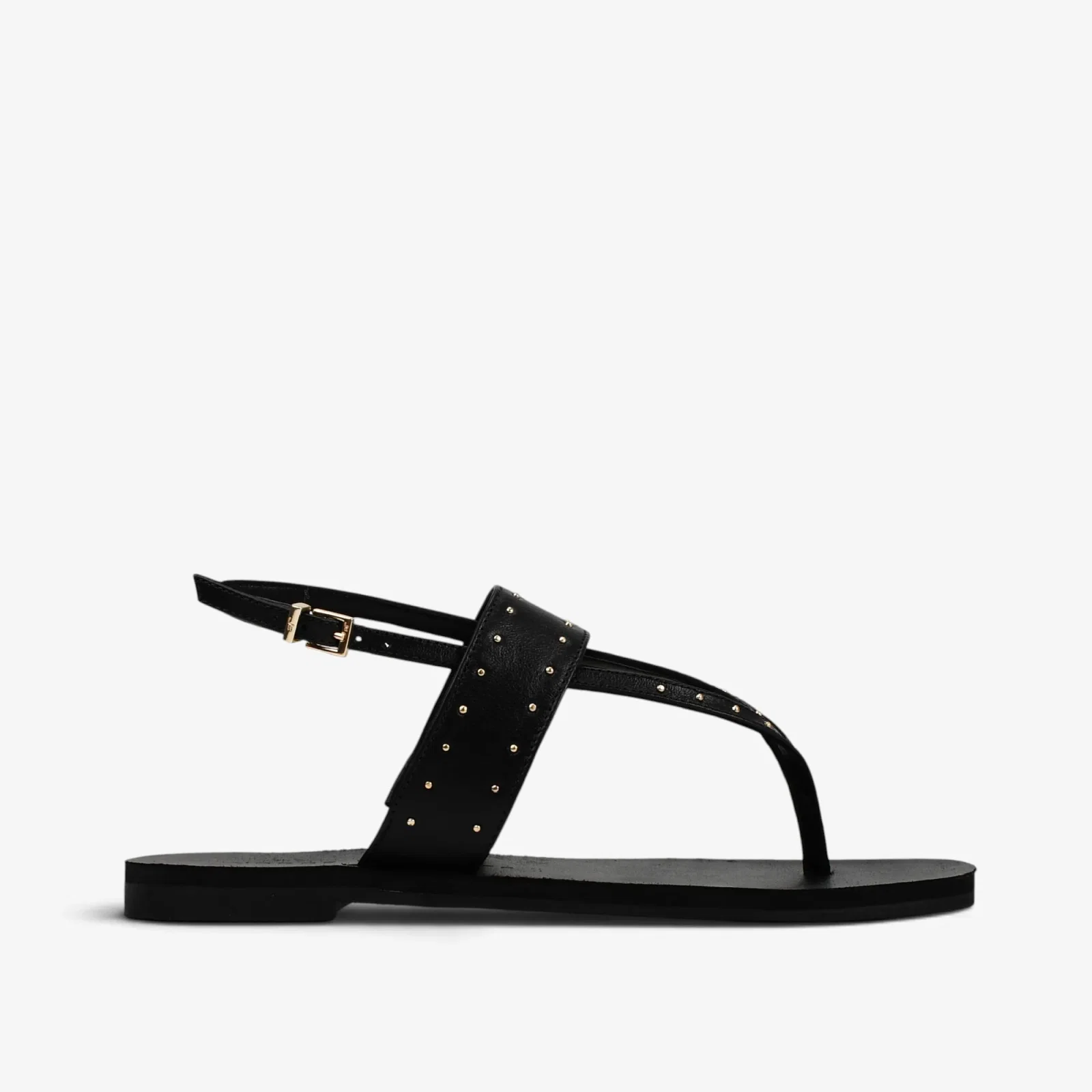 Sandália Rasteira Preto Couro