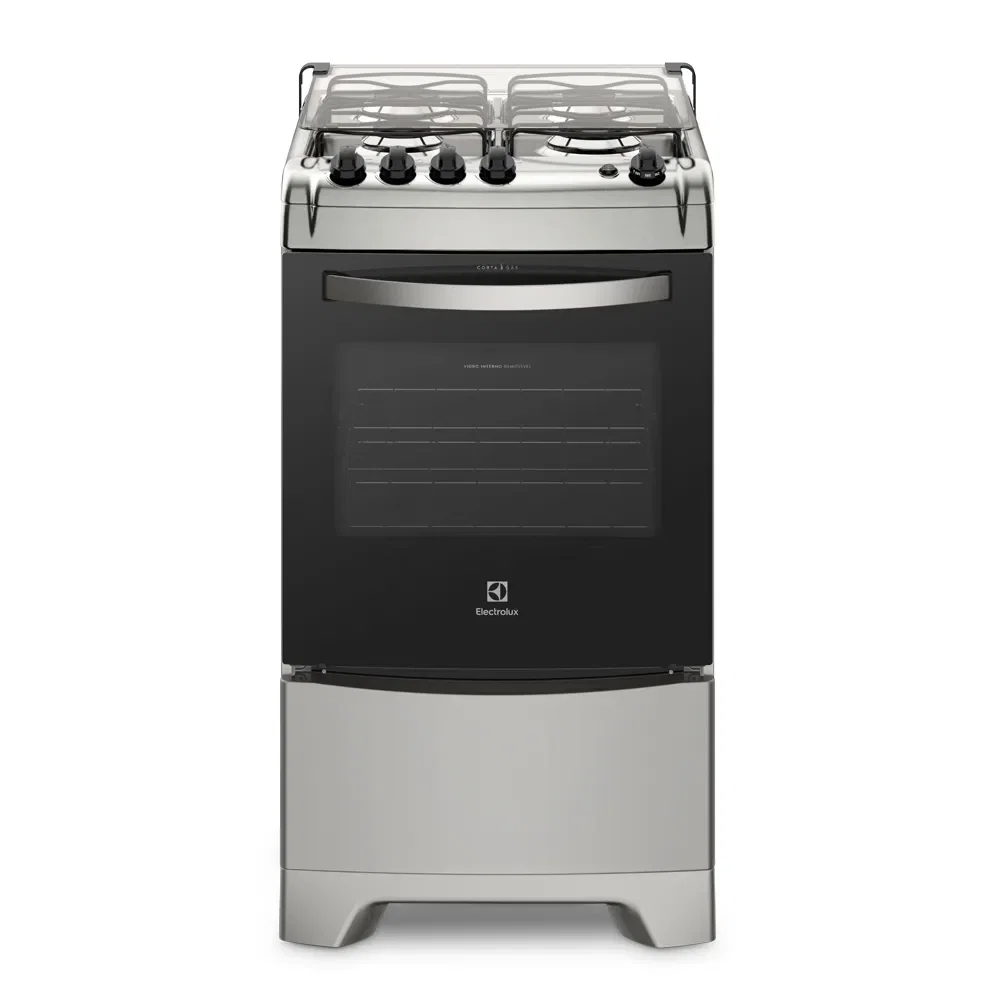 Fogão 4 Bocas Electrolux Prata com Vidro Interno Removível (52LXU) — imagem 1