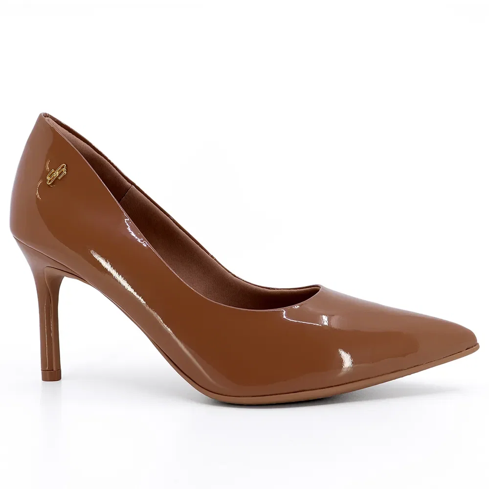 Scarpin Bico Fino Verniz Marrom — imagem 1