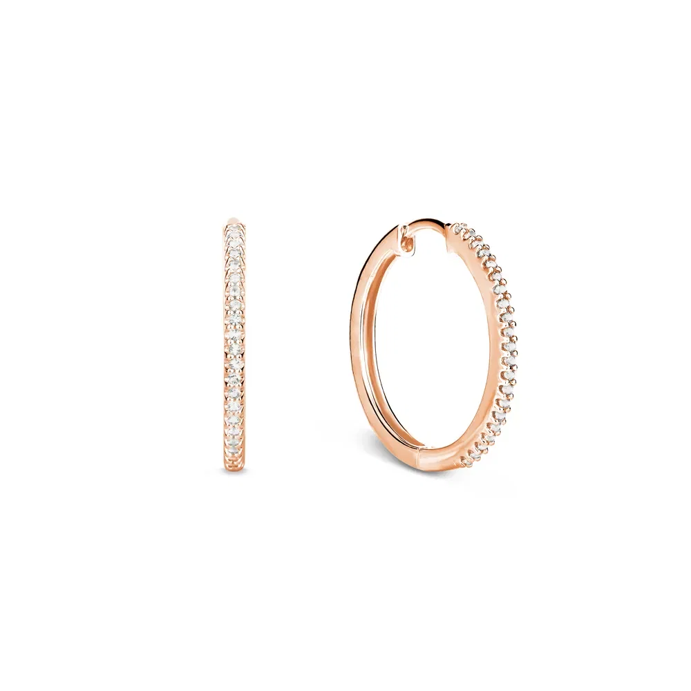Argola Life Pavê em Liga Rosé com Banho de Ouro Rosé 18k e Pedras Incolores, 18mm — imagem 1