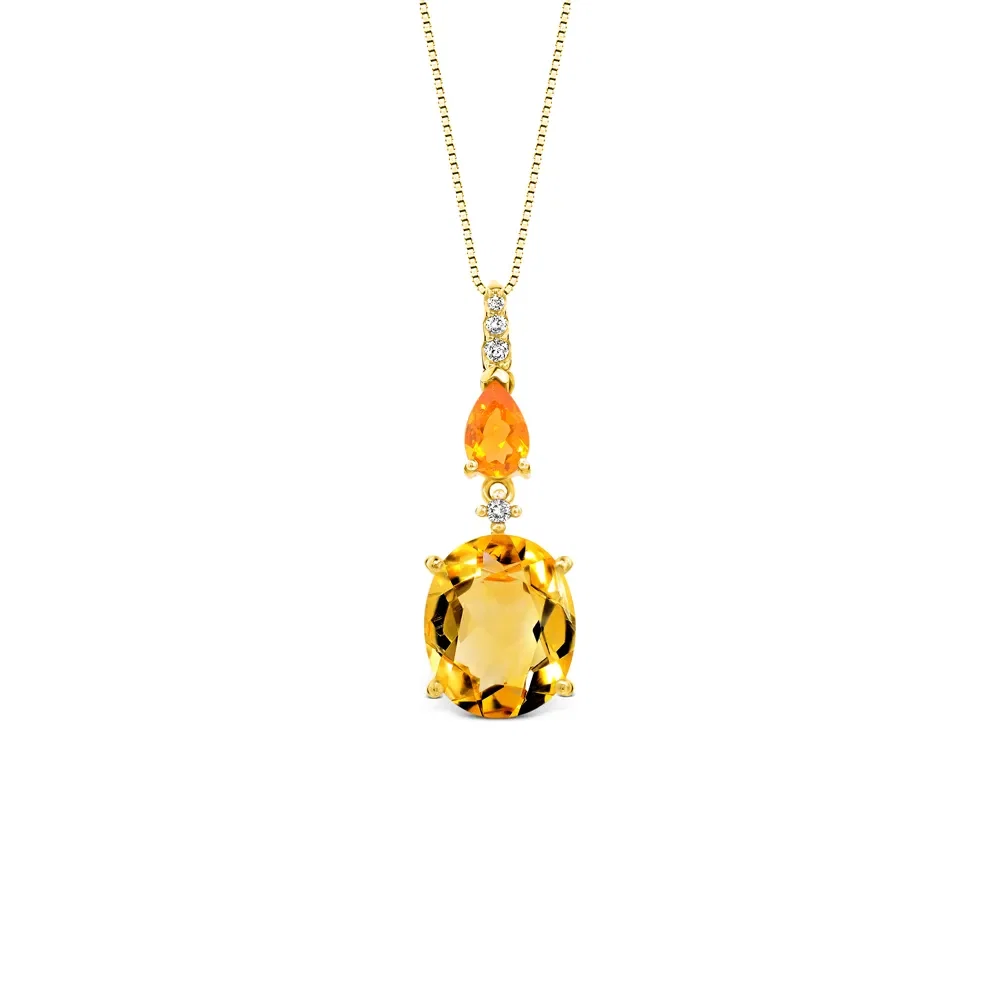 Pingente Reali em Ouro Amarelo 18k com Citrino, Opala de Fogo e Diamantes, 26mm — imagem 1