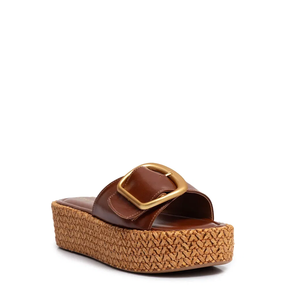 Papete Flatform Caramelo Fivela