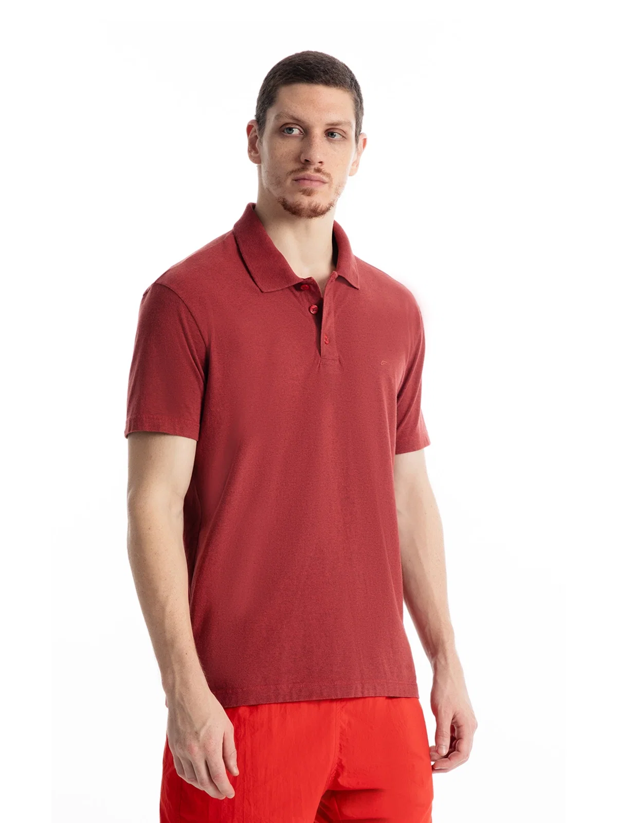 Polo Piquet Cotton Melange Easa Vermelho — imagem 1
