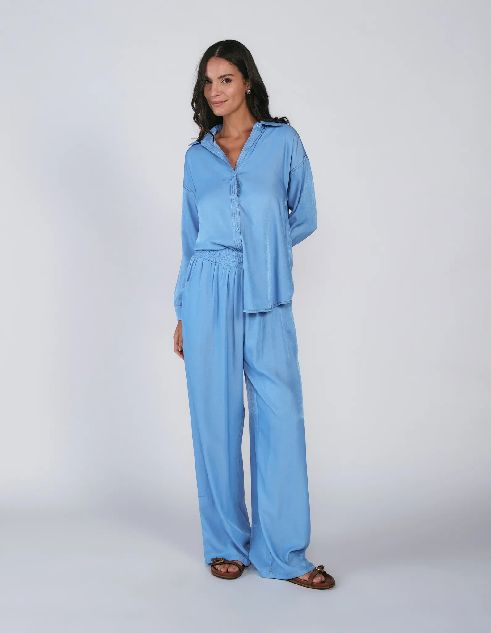 Calça Pantalona - Azul