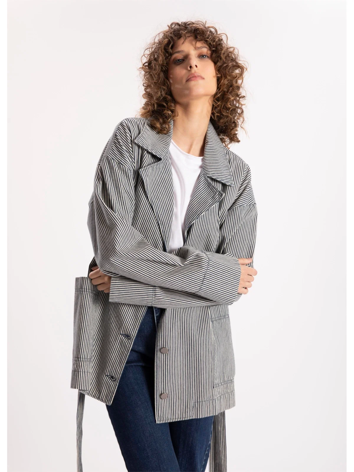 Casaco Alfa Cotton Stripes Marinho — imagem 1