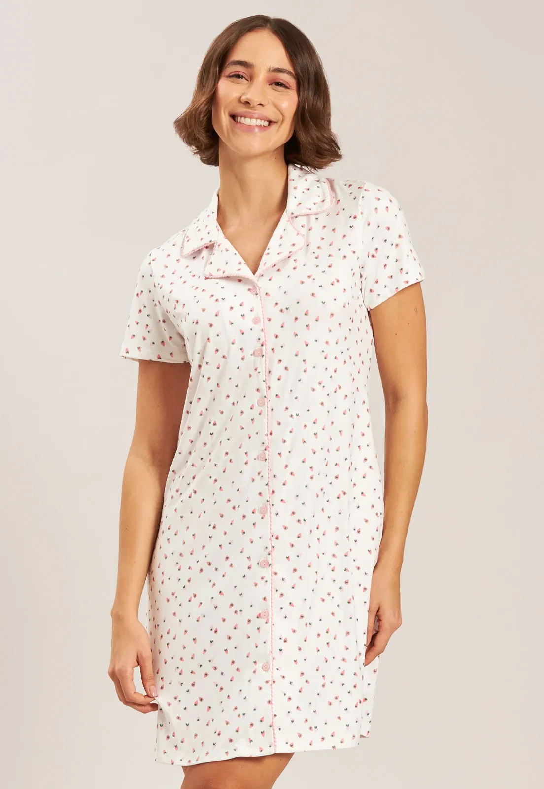 Camisão Aberto De Viscose Digital Baunilha