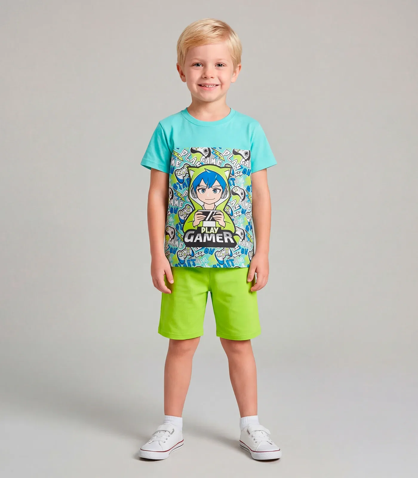 Conjunto Infantil Menino Básico Curto Kappes Azul