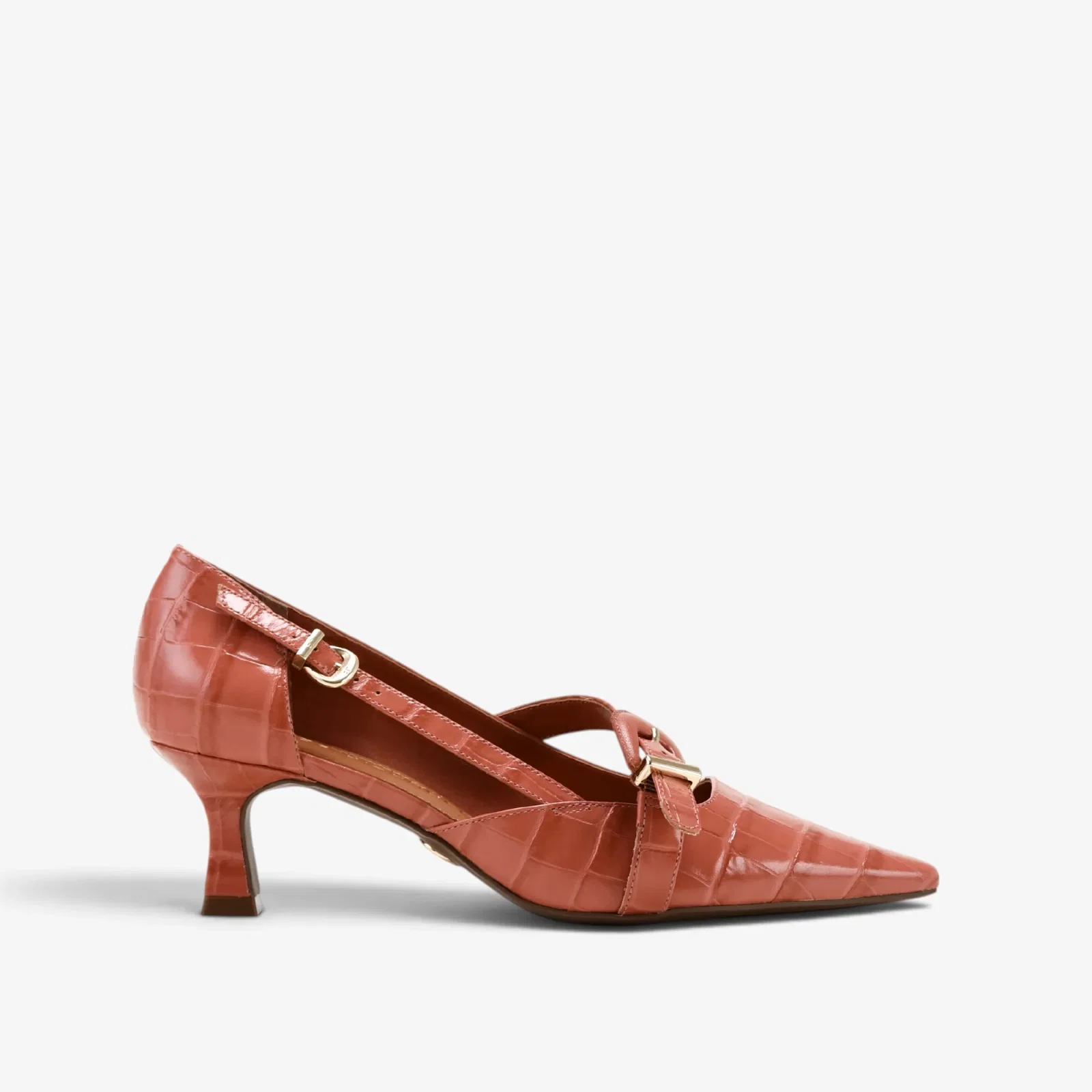 Scarpin Rosa Sertão Couro Croco — imagem 1