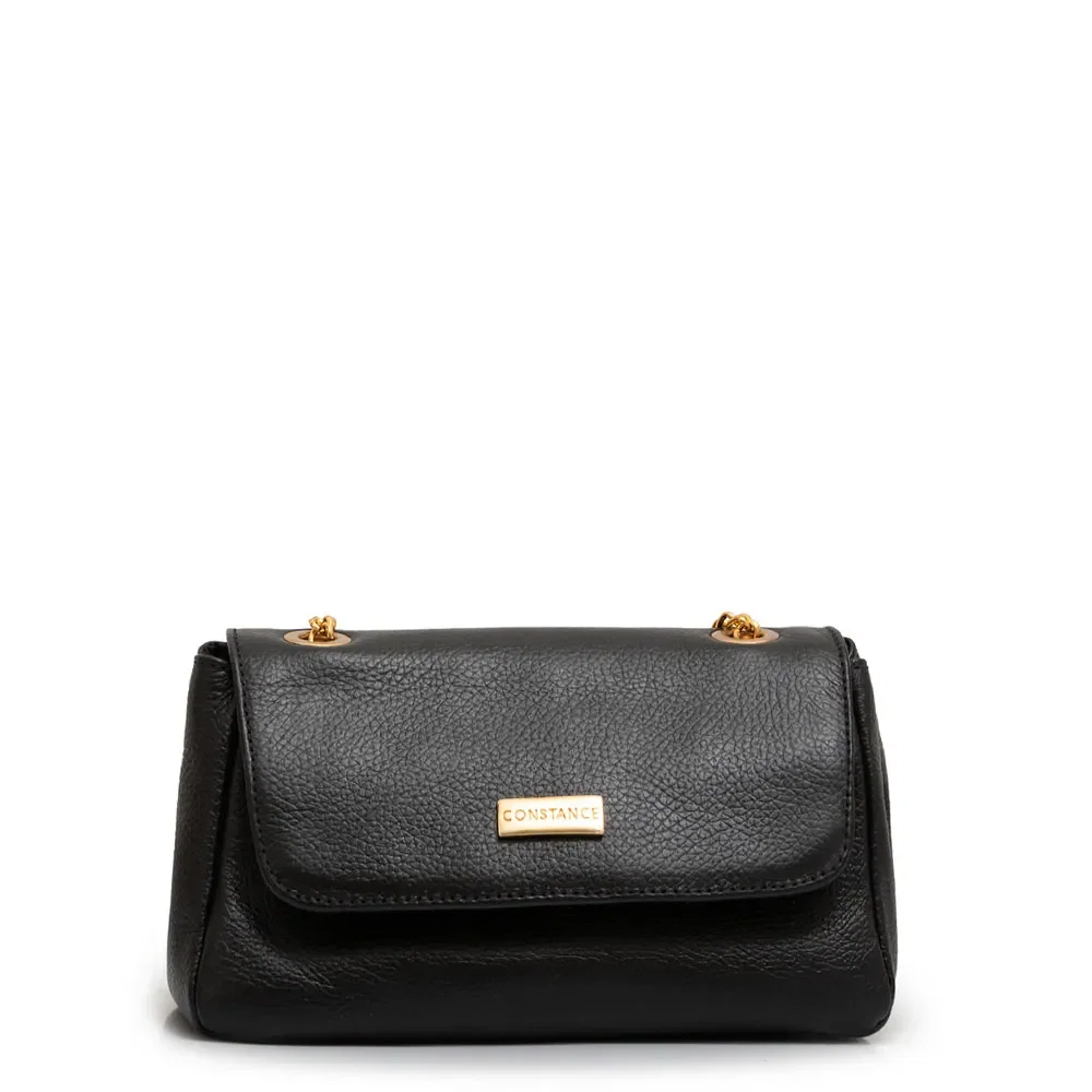 Bolsa Tiracolo Preta Couro Corrente — imagem 1