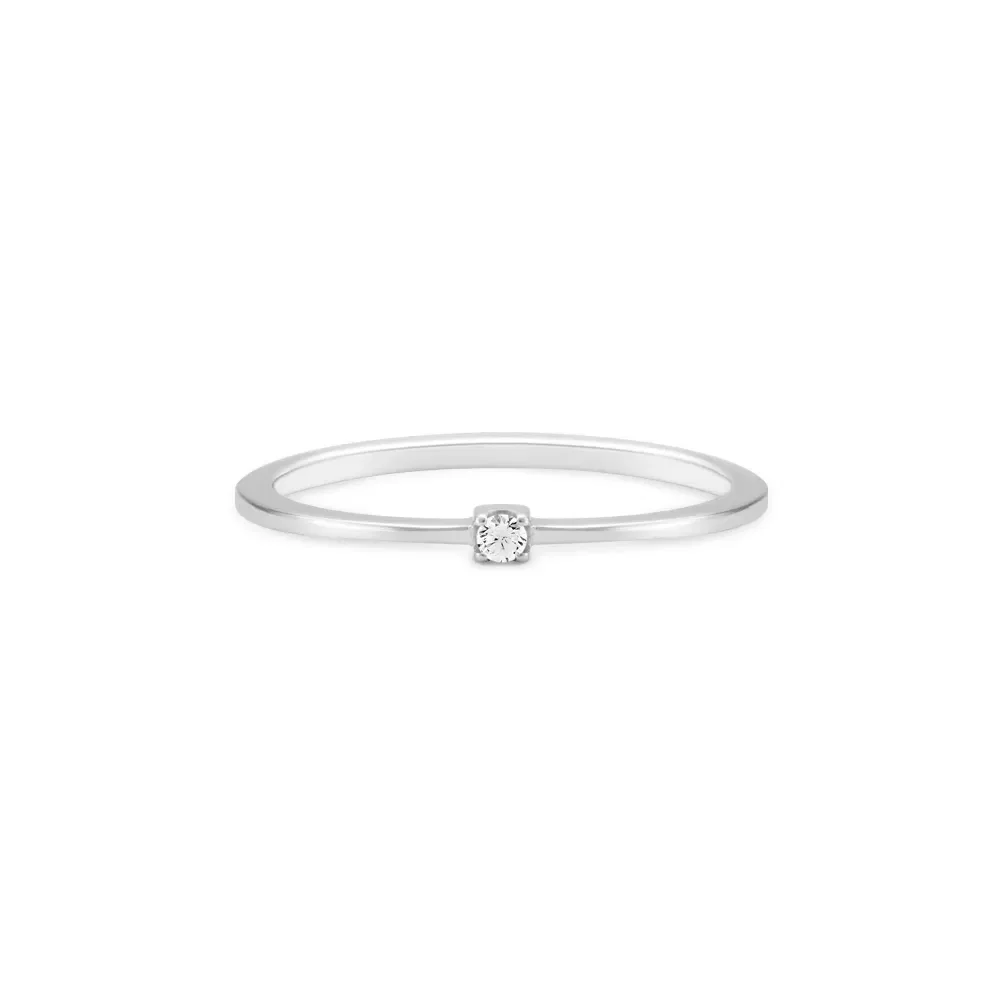 Anel Solitário Forever em Ouro Branco 18k com 0,02ct de Diamante