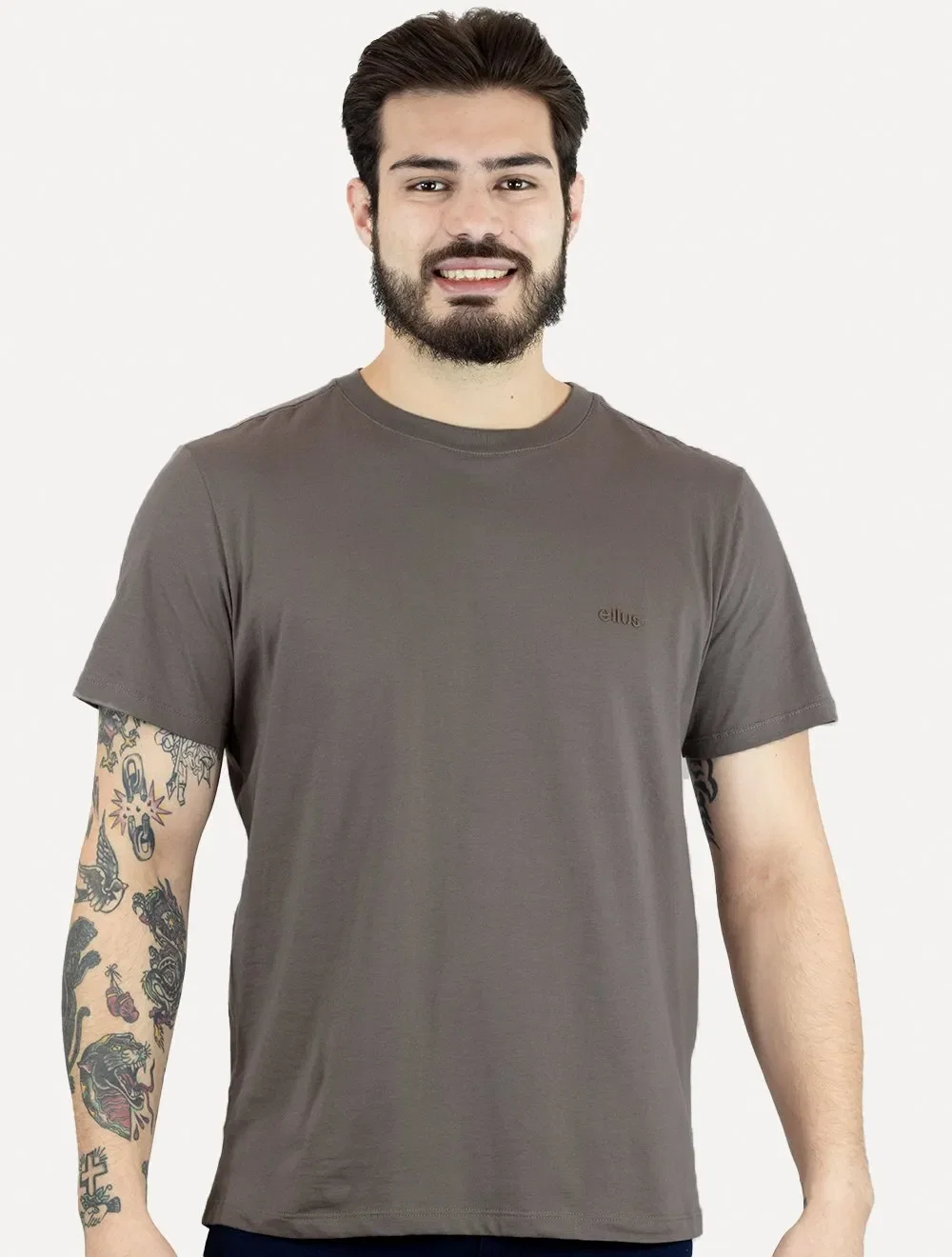 Camiseta Ellus Masculina Cotton Fine Duocolor Classic Grafite