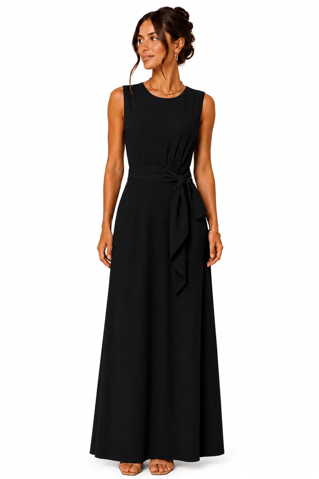 Vestido Sem Manga Detalhe Botões - Preto
