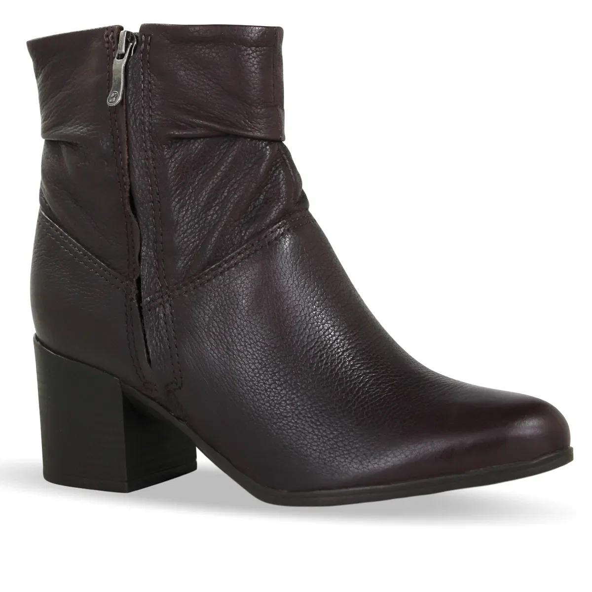 Bota Cano Baixo Couro Burnish Marrom