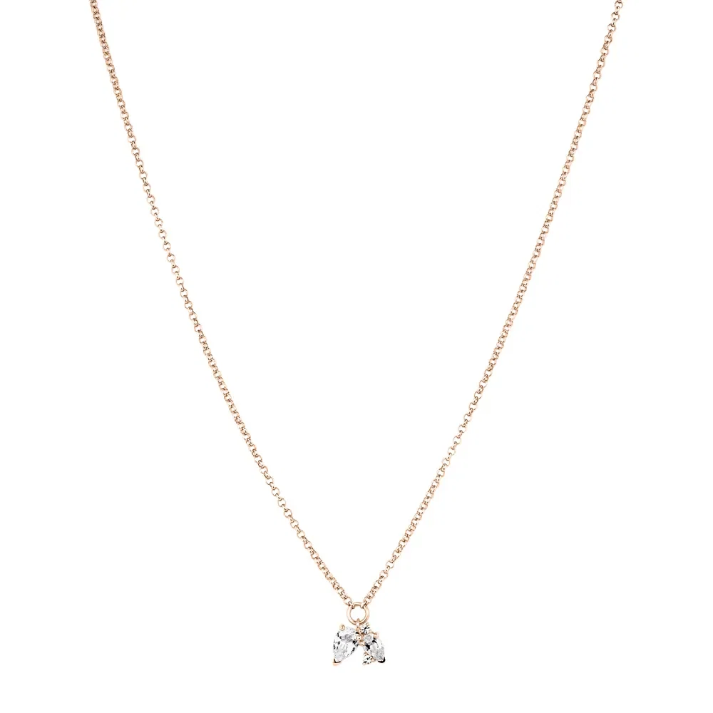 Colar Life Luna Gota em Liga Rosé com Banho de Ouro Rosé 18k e Topázios Incolores, 45cm — imagem 1