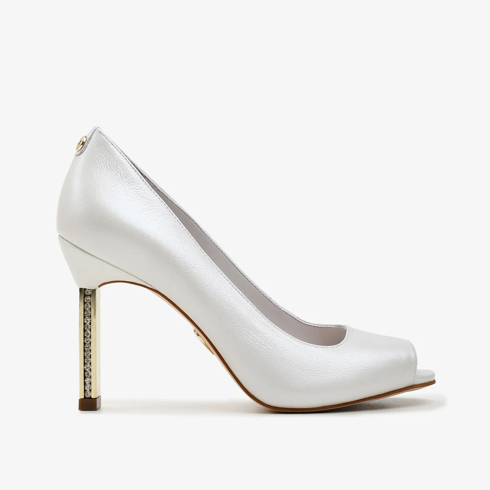 Peep Toe Branco Say Yes Salto Fino Couro Acetinado — imagem 1