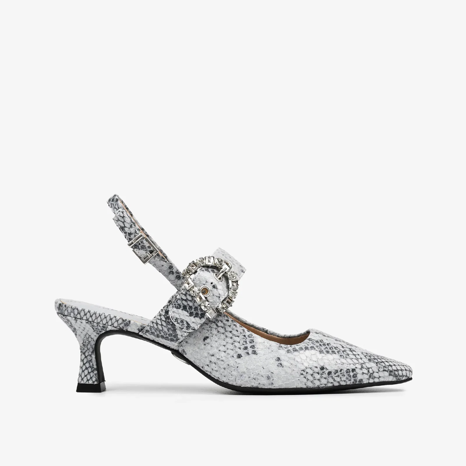 Slingback Azul Hortênsia Couro Snake — imagem 1