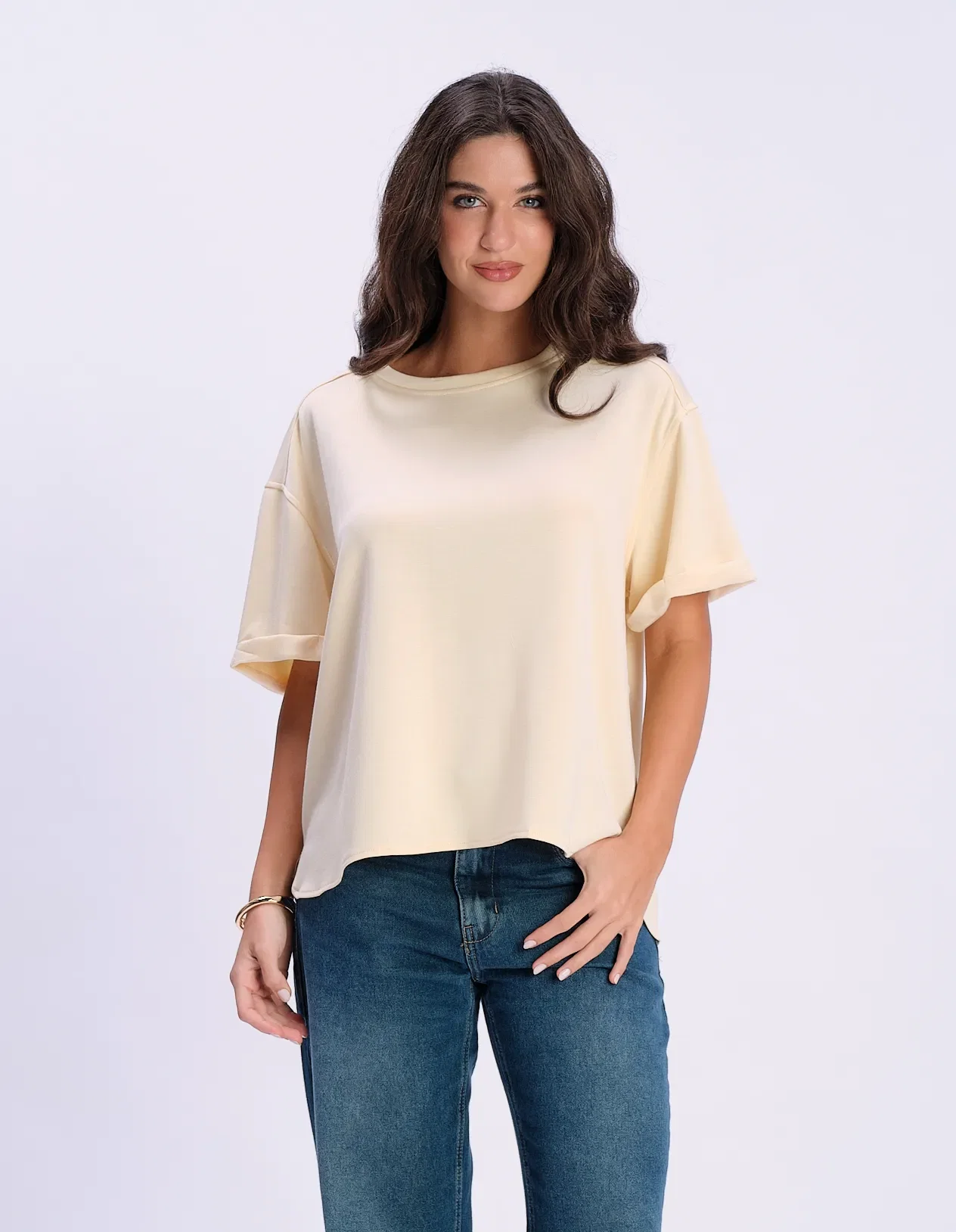 Blusa Ampla Decote Canoa - Amarelo