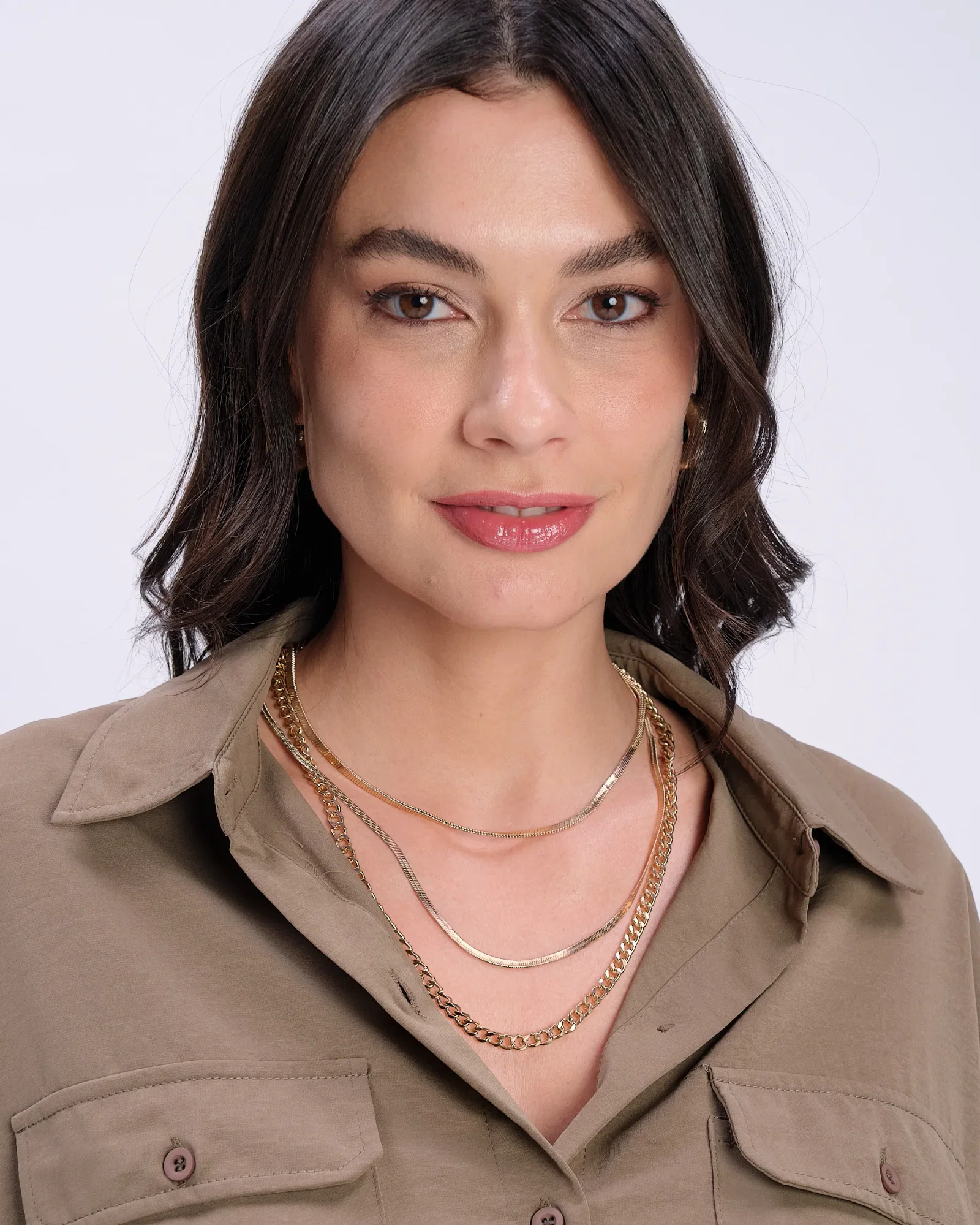 Colar Trio Corrente Grumet - Dourado — imagem 1