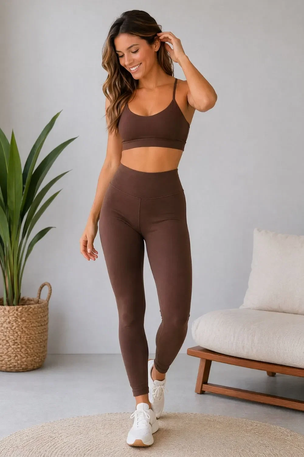 Calça Legging Fitness Poliamida Polo Wear Marrom