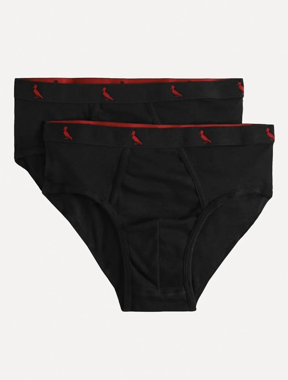 Cueca Reserva Masculina Brief Red Woodpecker Cotton Preta Pack 2UN