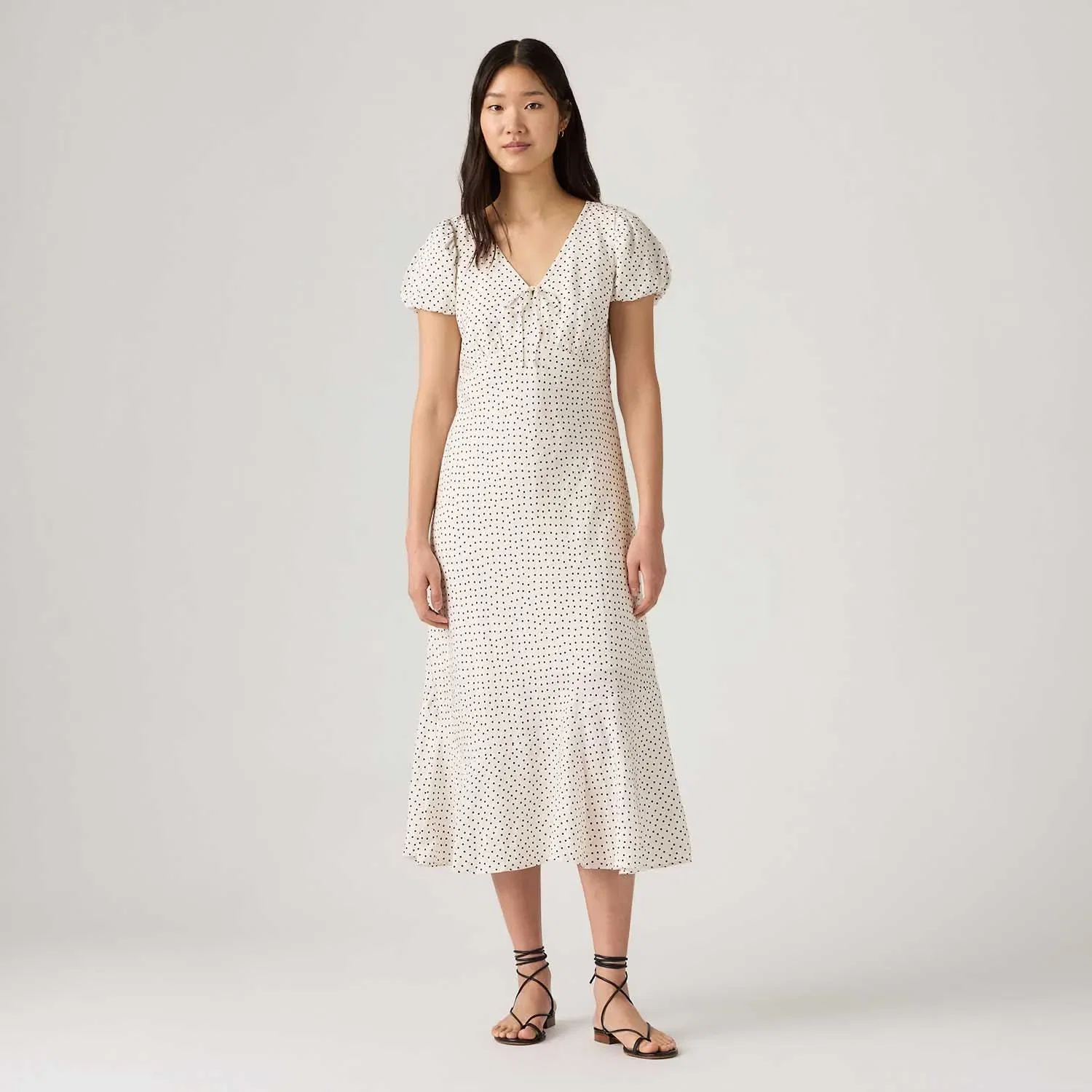 Vestido Levi's® Lira Midi Branco Poá Manga Curta — imagem 1