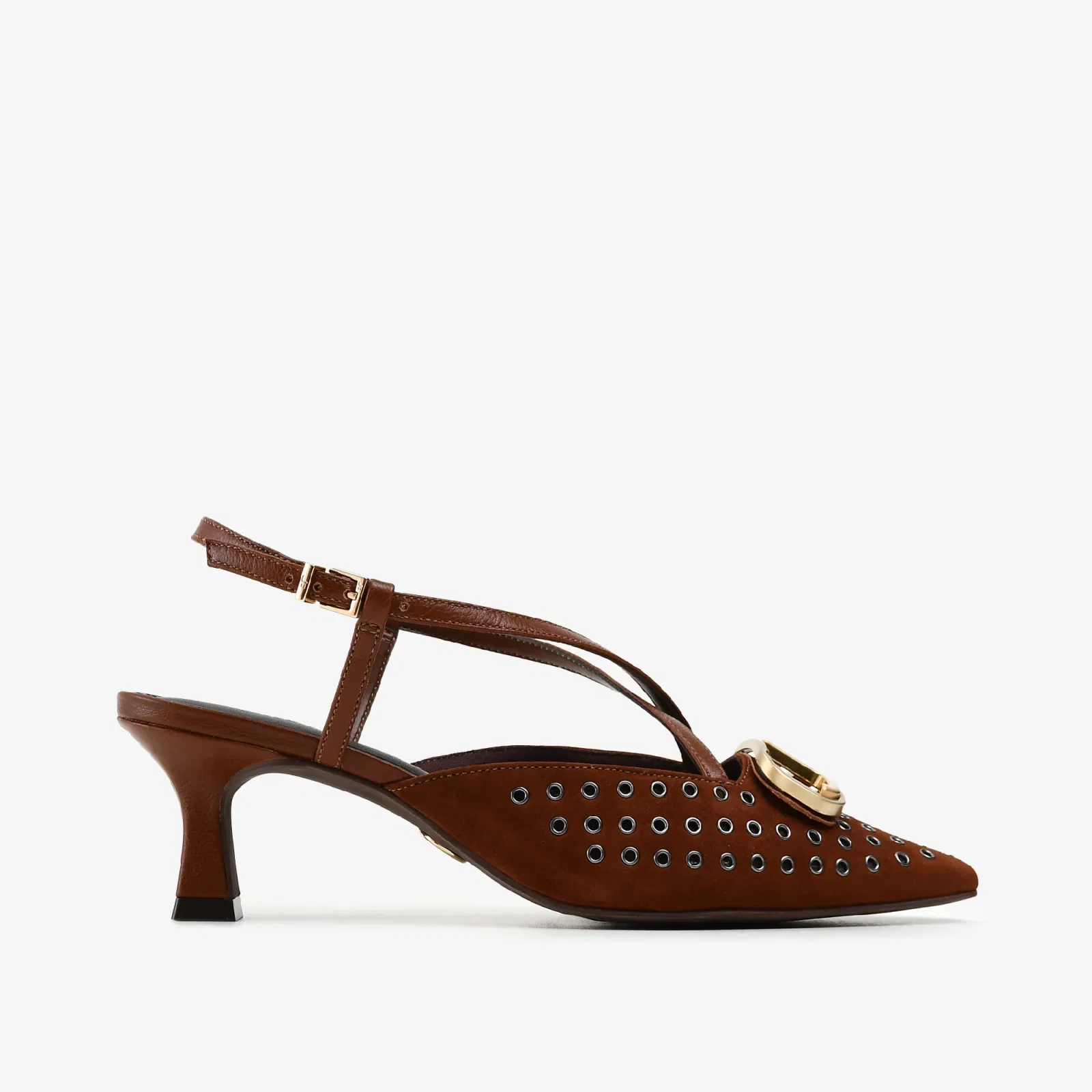 Slingback Marrom Tabaco Couro