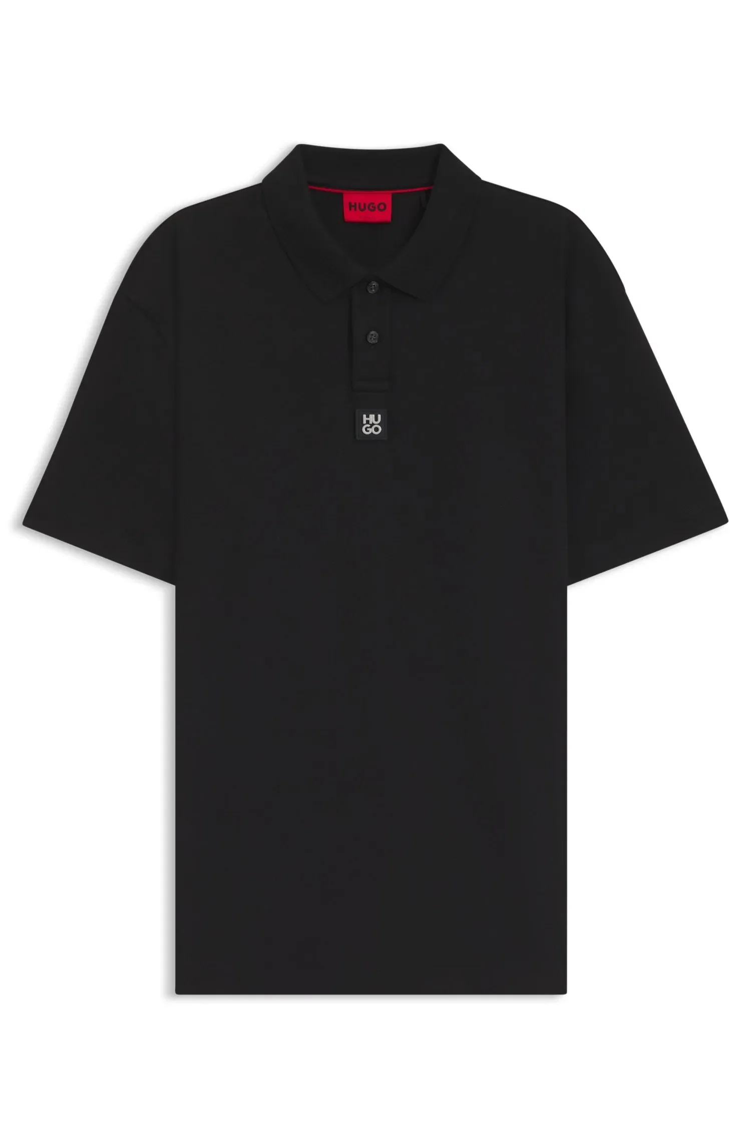 Polo de algodão entrelaçado com logo sobreposto