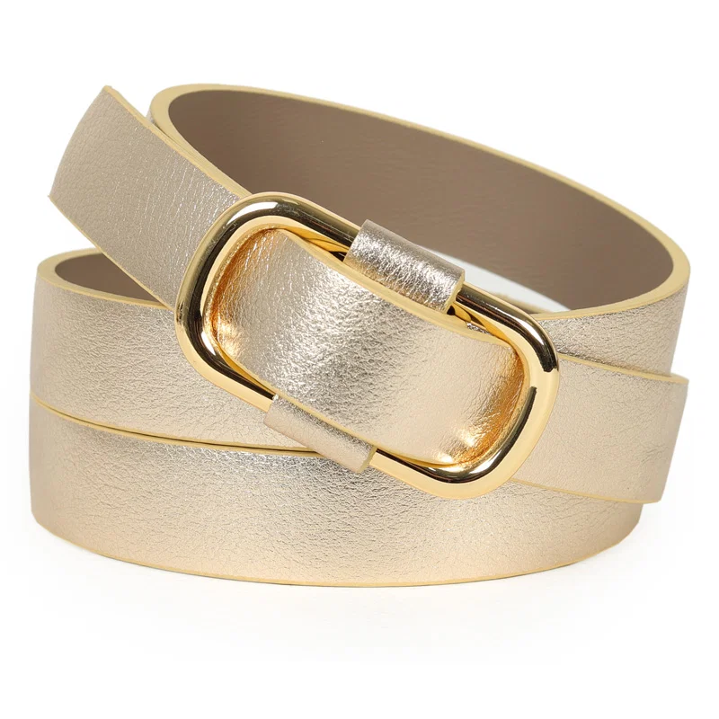 Cinto Feminino Couro Fivela Oval 2cm