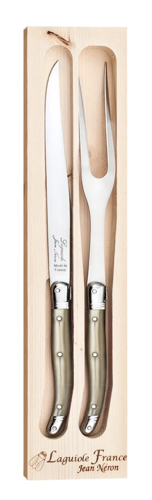 Talheres Laguiole para Churrasco Inox Coutelerrie Neron Champagne 2 Peças