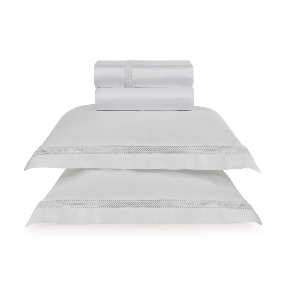 Jogo de Cama de Cetim de Bambu 300 fios Fiorito Branco